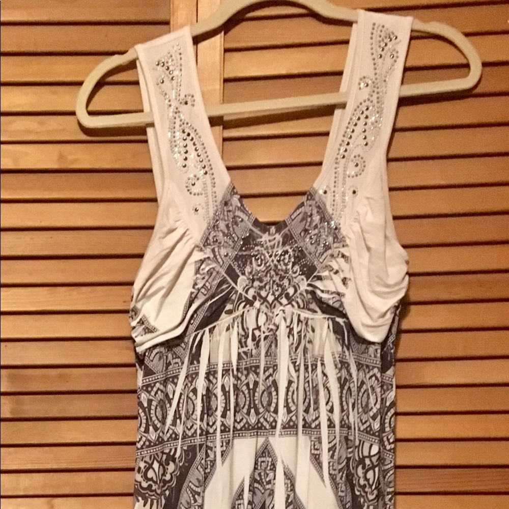 Black and white maxi dress.